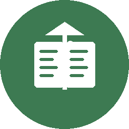 Icon für die Norrland Academy Symbol eines aufgeschlagenen Buches mit einem nach oben gerichteten Pfeil.